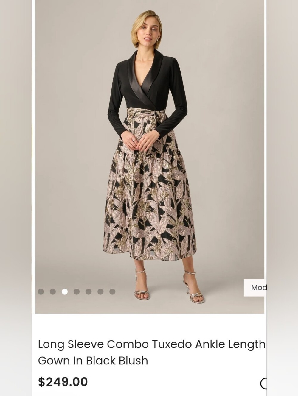 Adrianna Papell Black and Blush Floral Midi Skirt with Tie Waist